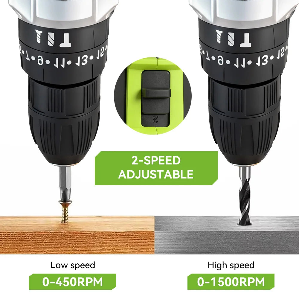 ONEVAN 25+3 Torque Electric Impact Drill Cordless Multifunctional Electric Screwdriver Power Tool For Makita 18V Battery Pin