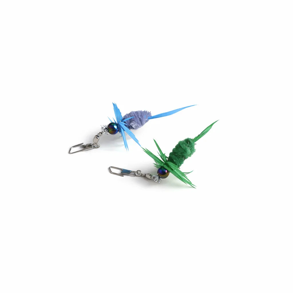 2 pcs Jouets insectes artificiels pour chat, têtes de rechange pour baguette teaser