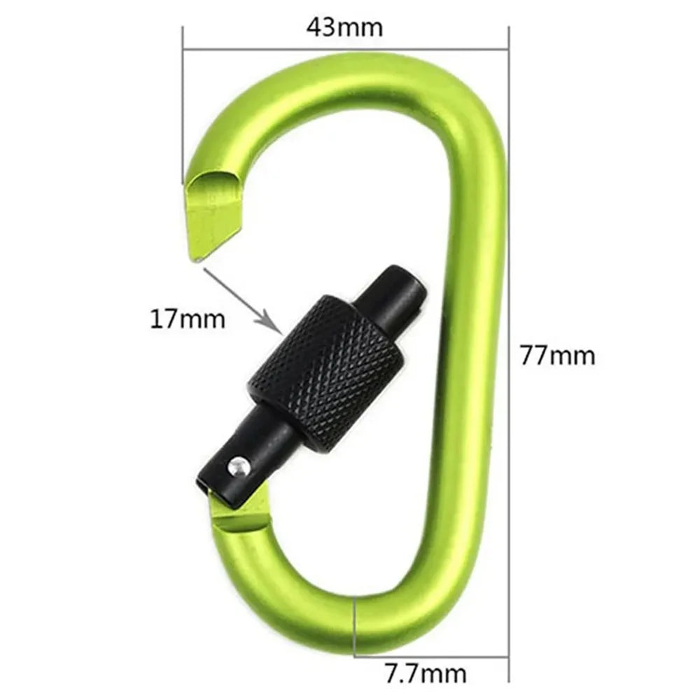 4Pcs Aluminum Carabiner Clips with Screw Gate 7.5mm Diameter Hiking Outdoor Camping EDC Equipment Safety D-Lock Clip Hooks