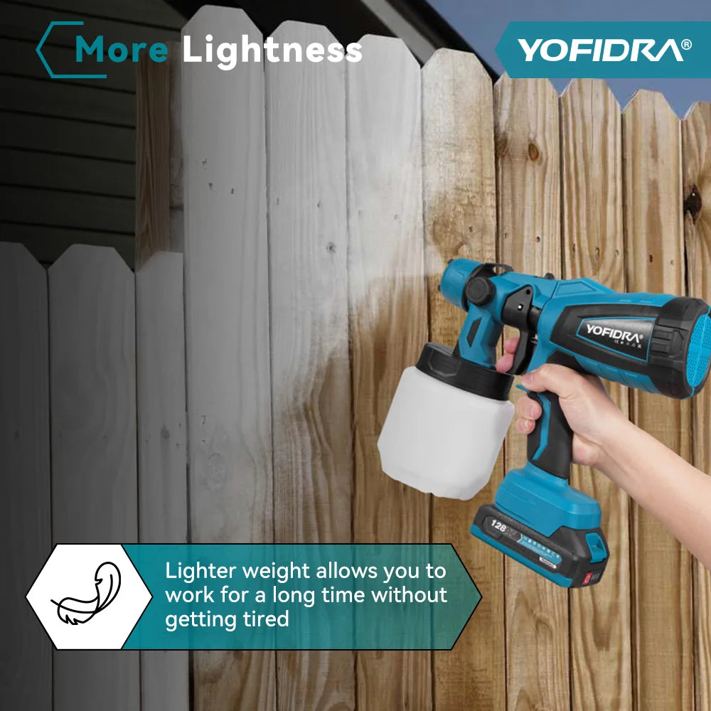 YOFIDRA 1000ML Electric Spray Gun Cordless Paint Sprayer Auto Steel Coating Airbrush DIY Power Tools  For Makita Battery Pin