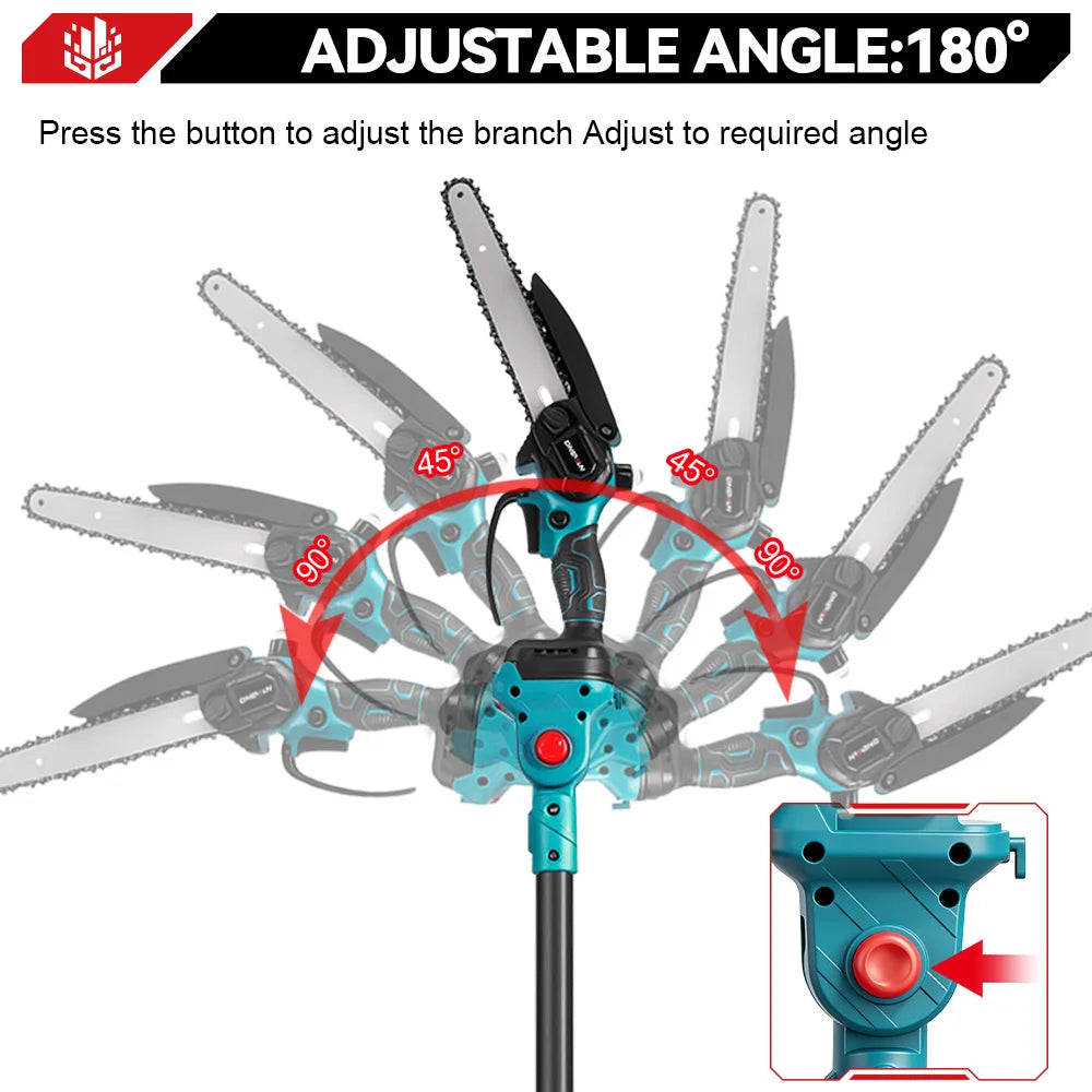 ONEVAN Brushless Cordless Pole Saw 8‑Inch Chainsaw High Branch Electric Pruning Shears Gardening Tool For Makita 18V Battery Pin