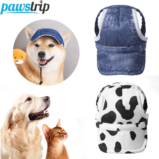 Adjustable Dog Baseball Cap Outdoor Sports Hat Soft Breathable Pet Sun Hat with Ear Holes Dog Parent-Child Hat Hiking