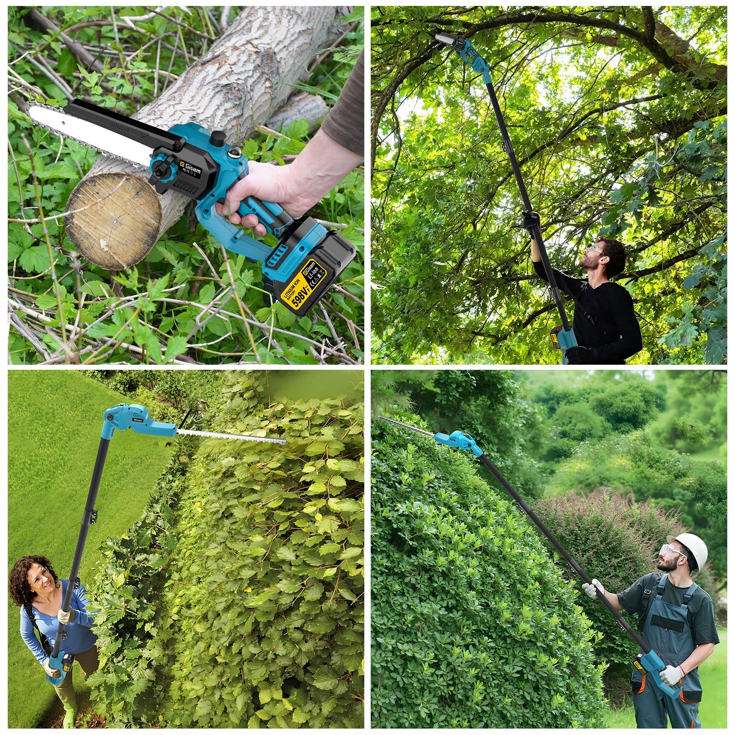 Gisam 2in1 Brushless High Branch Saw & Hedge Trimmer Cordless Branch Pruner Electric Chainsaw Tool For makita 18v battery pin