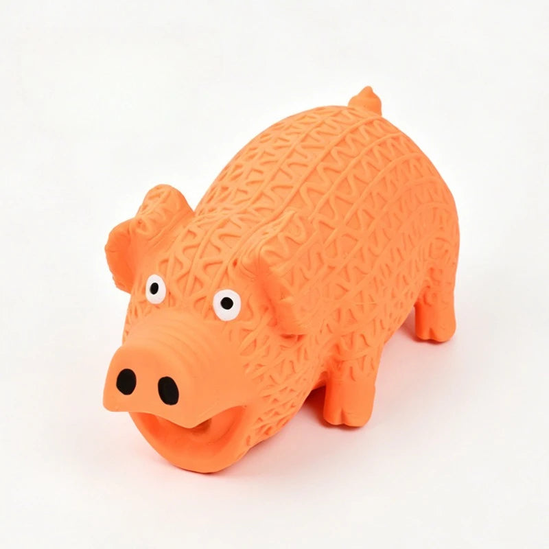 Jouet pour chien balle couineuse soin des dents cochon en latex caoutchouc dessin animé interactif dressage chiot fournitures pour animaux