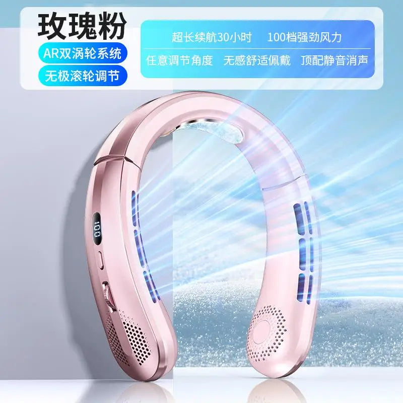 Lenovo 8000mAh Portable Hanging Neck Fan Bladeless Neckband Fan Digital Display Power Air Cooler USB Rechargeable Electric Fan