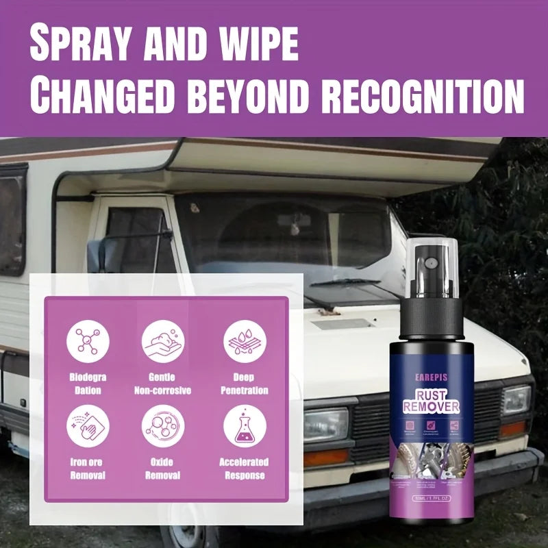 50ml Universal Rust Remover Spray-Iron Powder Rust Cleaner & Paint Remover for RV Exterior & Metal Surfaces,Durable Rust Removal