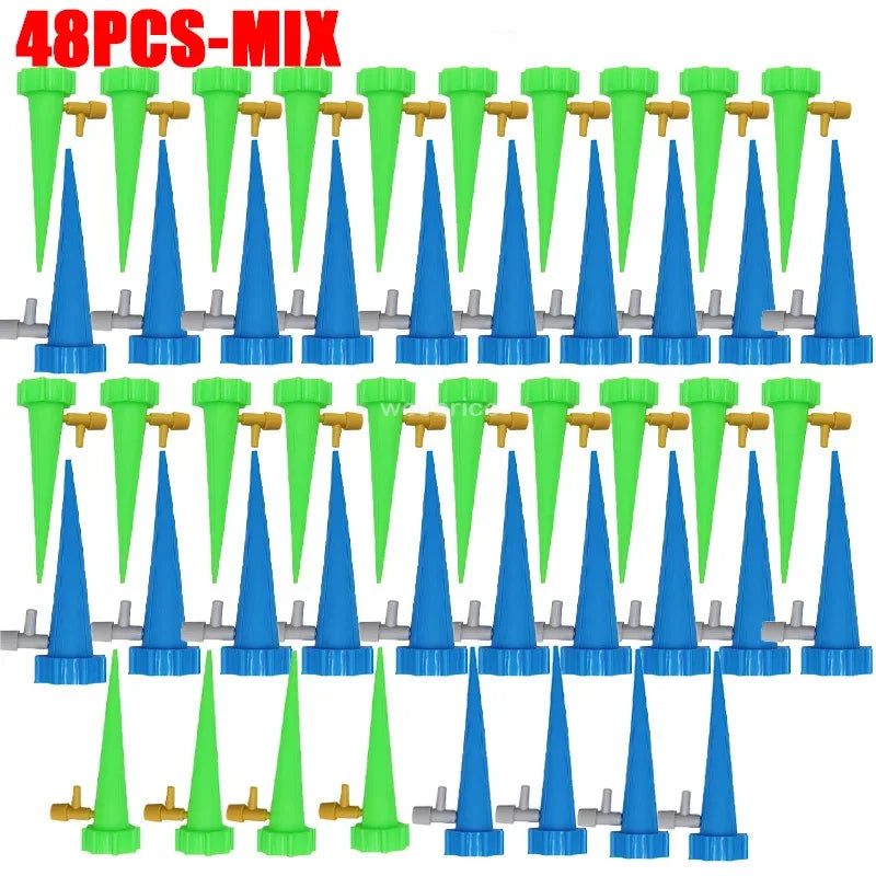 1-48pcs Drip Irrigation Self-watering Pot Automatic Drip Irrigation Kit Plant Watering Device Adjustable Control Water Dripper