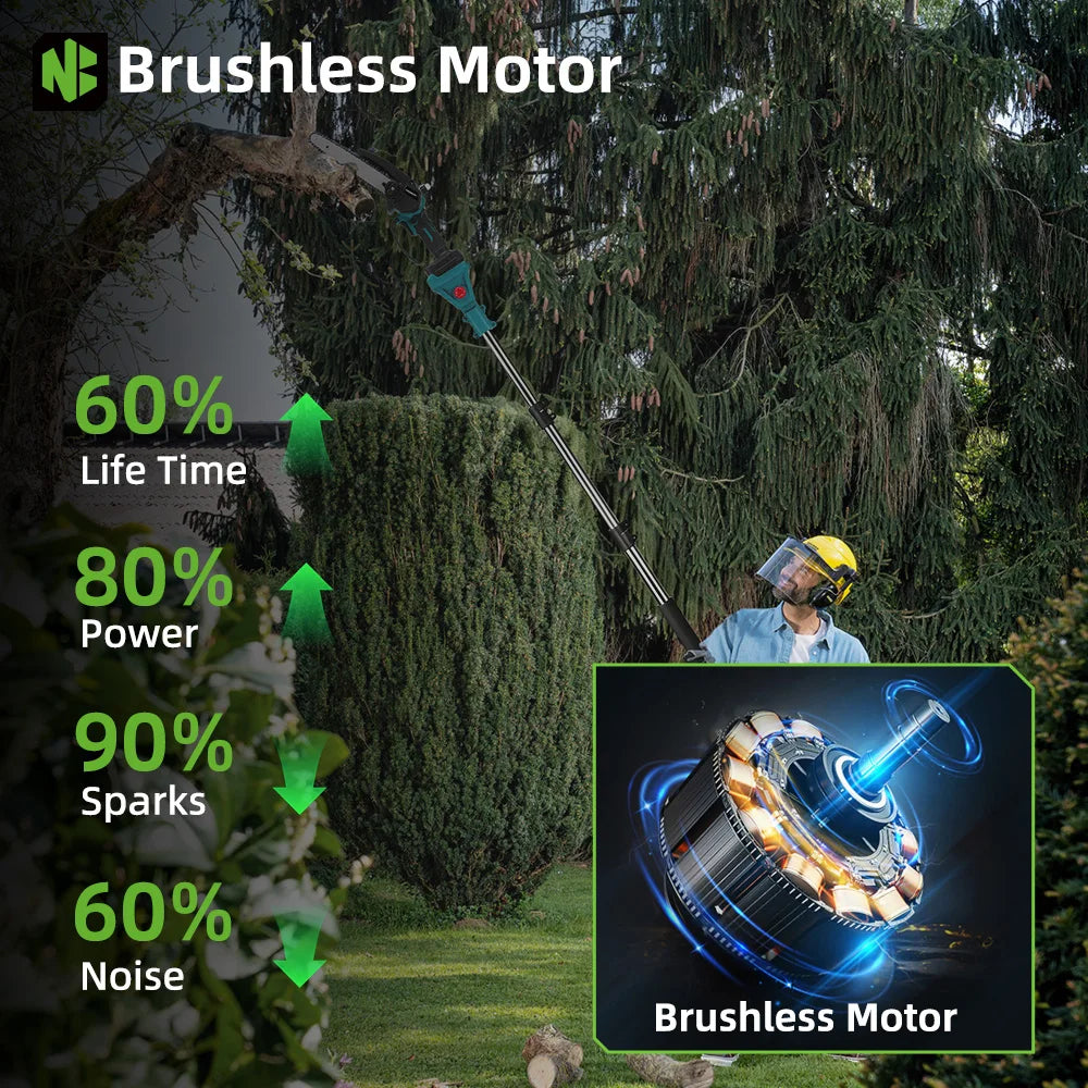 NEWBENY Brushless Electric Chainsaw Telescoping Pole 4IN1 High Branch Saw Woodworking Pruning Power Tool For 21V 18V  Battery Pin
