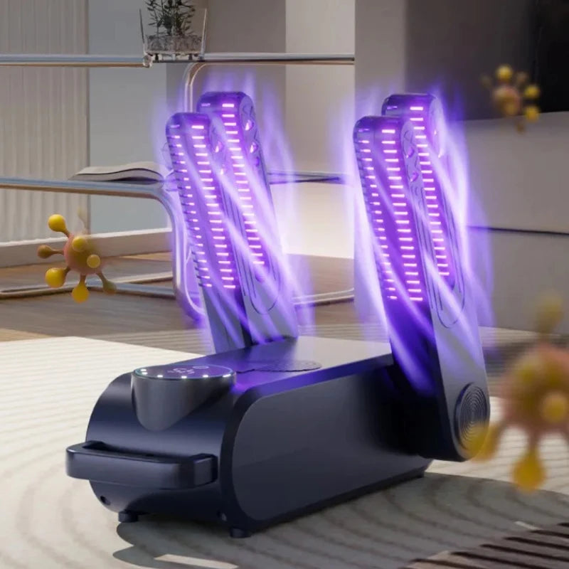 4-Core UV Shoe Dryer with 150W Deodorizing & Antibacterial Function, Multi-Speed Timing Control for Home Use