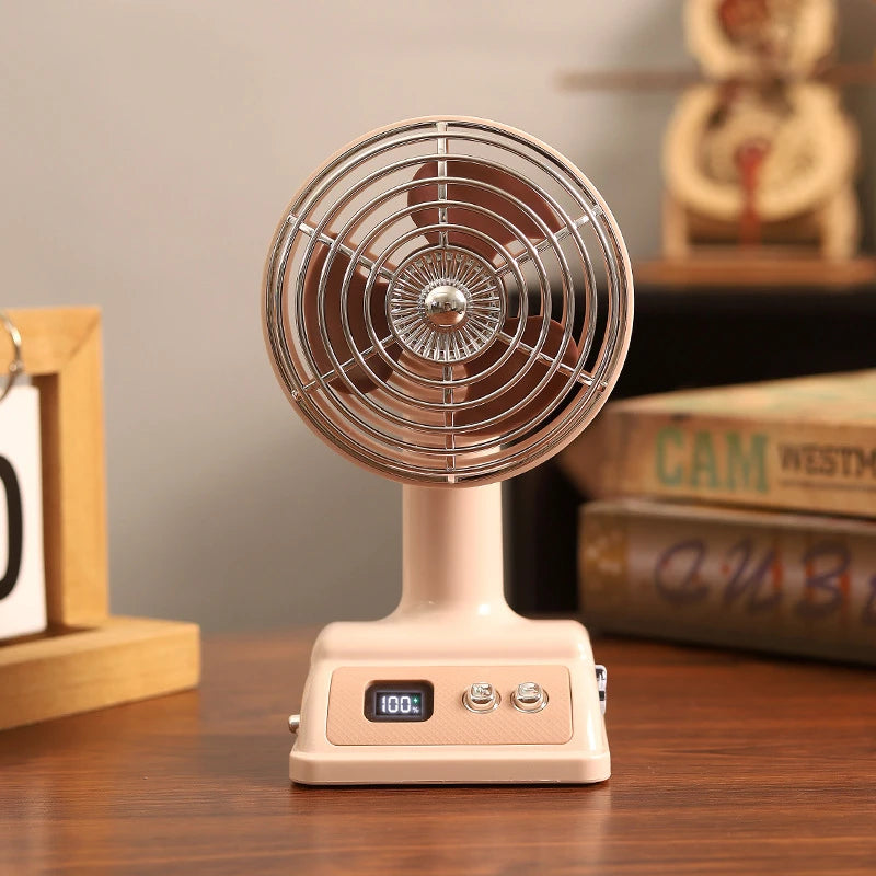 Nouveau ventilateur de bureau Lenovo, ventilateur rétro compact rechargeable par USB avec affichage numérique à 100 vitesses pour l'été