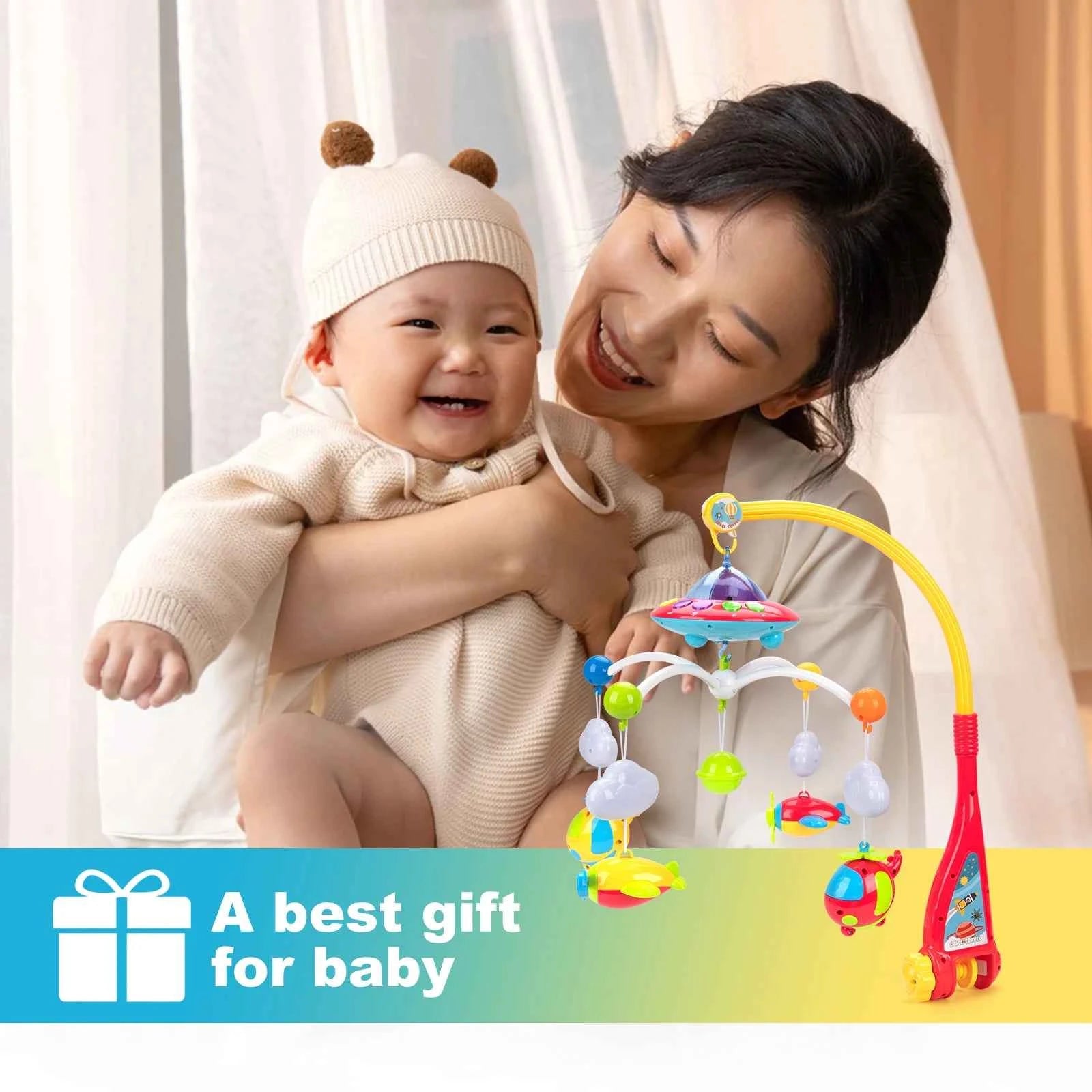 Musical Baby Crib Mobile with 108 Melodies and Light Projection for Infants – Remote Control Crib Toys for Newborns