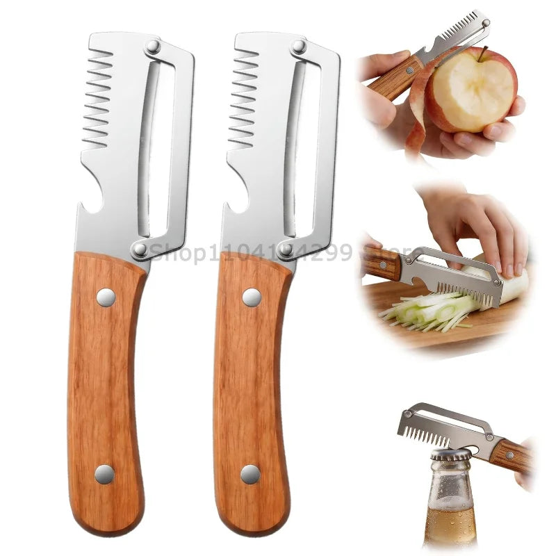 3-in-1 MultiFunction Peeler Kitchen Stainless Steel Vegetable Peeler Fruit Knife Bottle Opener Kitchen-Specific Fruit Peeler
