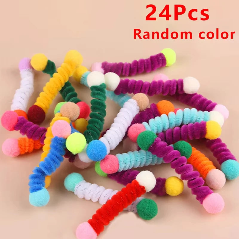 12/24Pcs Cat Spring Toys Interactive Pet Toys for Cats Colorful Random Color Cat Teaser Toy Bite-resistant Kitten Toys