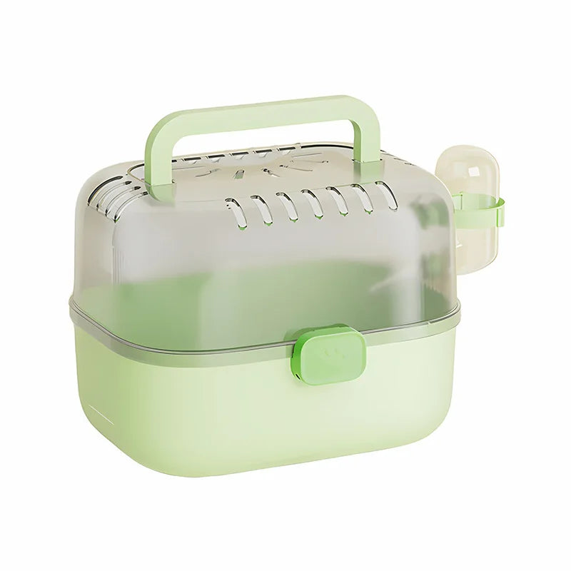 Portable Hamster Carrier Cage Small Animal Travel Cage with Water Bottle Outdoor Pet Carrying Box for Hamster Guinea Pig Rat