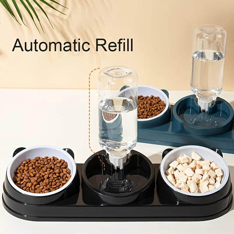 3 in 1 Cat Feeder for Cats Small Dogs 15 Degrees Raised Cat Bowls Cat bowl Automatic Cat Water Bottle Pet Supplies