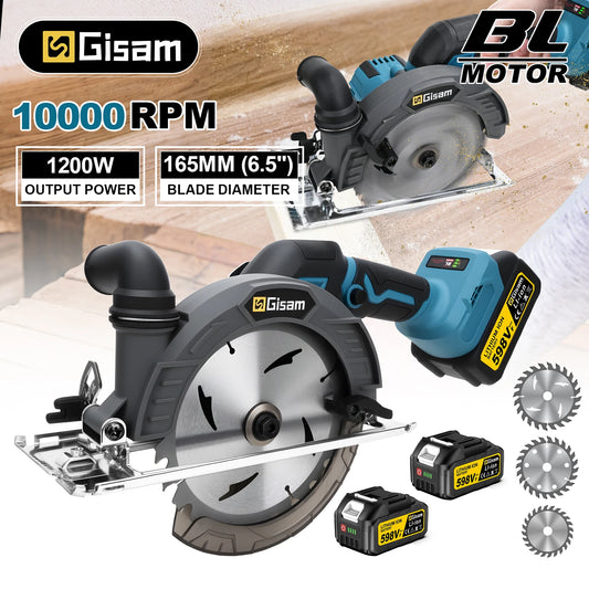 Gisam 165mm Brushless Circular Saw Multifunctional Cutting Tool Handheld Cordless Electric Chainsaw for Makita 18V Battery pins