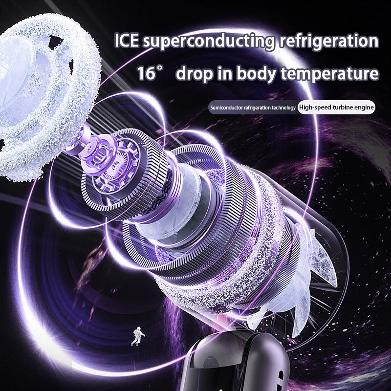 Lenovo Draagbare Handventilator Hoge Snelheid Turbo Krachtige Ventilator Draagbaar Opvouwbaar Digitaal Display Ice Pack Koeling 16° Windventilator