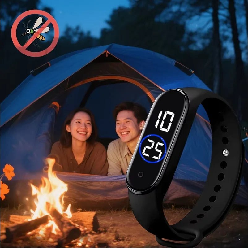 Montre connectée Lenovo avec bracelet anti-moustique à ultrasons, écran tactile LED et lumière dégradée colorée pour enfants en extérieur