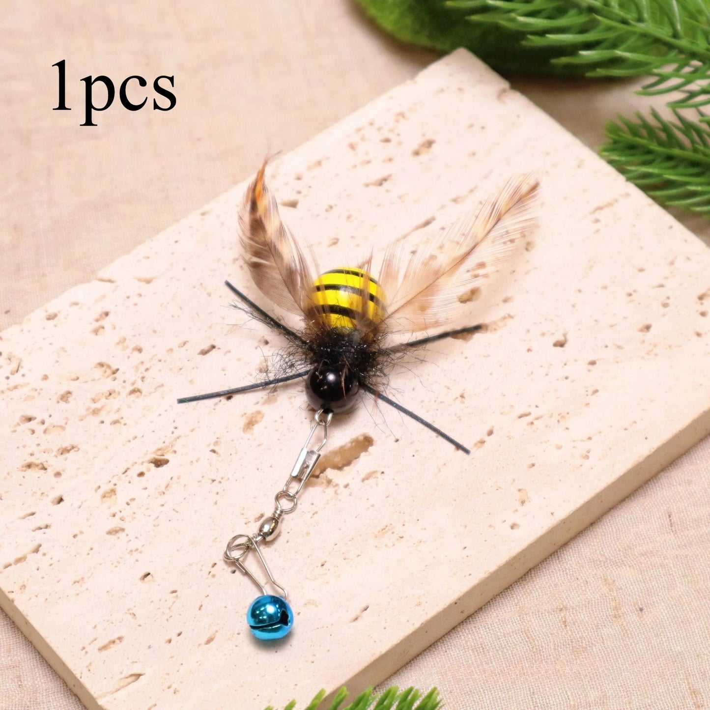 2pcs Simulation Mantis Bee Feather Replacement Accessories Funny Cat Stick Rod Teaser Pet Toy Plastic Wood