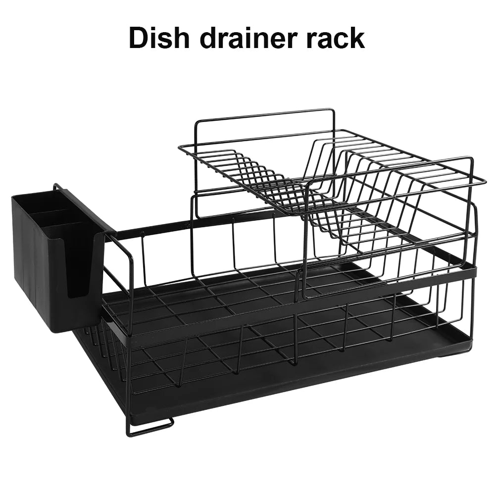 Dish Drying Rack Dish Drainer Rack Kitchen Adjustable Plates Organizer Dish Bowl Drainer Storage Rack Cutlery Storage Holder