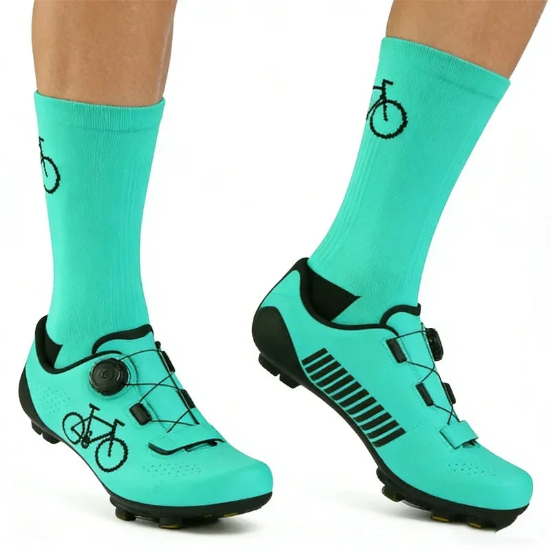 2 Pairs Unisex Breathable Cycling Socks MTB Road Bicycle Outdoor Sports Racing Compression mid Tube Socks for Men And Women