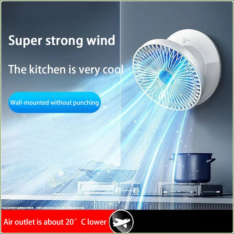 Lenovo 3 In 1 Electric Fan Rechargeable Small Folding Cycle Desktop Wall-mounted Small Fan Dormitory Toilet Cold Wind Summer Fan