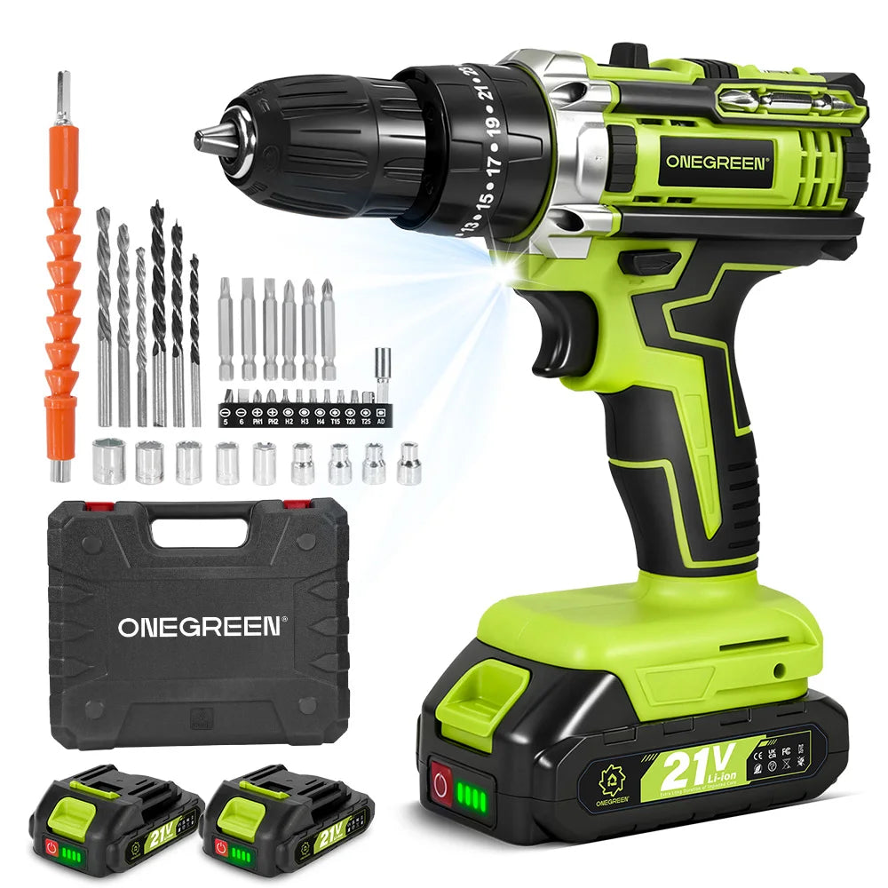 ONEVAN 25+3 Torque Electric Impact Drill Cordless Multifunctional Electric Screwdriver Power Tool For Makita 18V Battery Pin