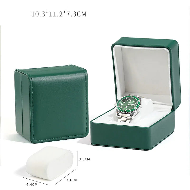 Black Single Watch Organizer Case Gift Box with Pillow PU Leather Wristwatch Display Case Organizer for Men and Women