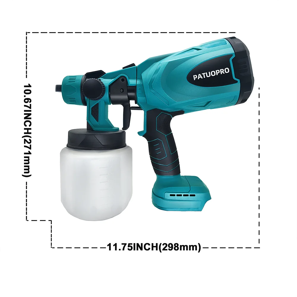 Electric Spray Gun Cordless Paint Sprayer for Auto Furniture Steel Coating - Cordless Electric Spray Gun Compatible with Makita 18V Battery (No Battery Included) - Quality Shopping Centre
