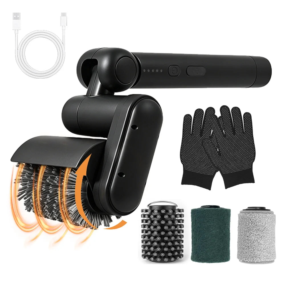 Electric BBQ Cleaner Brush with Replaceable Heads Stainless Steel Grill BrushHead for Outdoor Grilling and Kitchen Cleaning