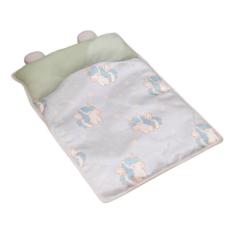 Summer Pet Cooling Mat Breathable Cat Sleeping Mat with Pillow Square Pet Bed for Cats Small Medium Dogs Cat Accessories