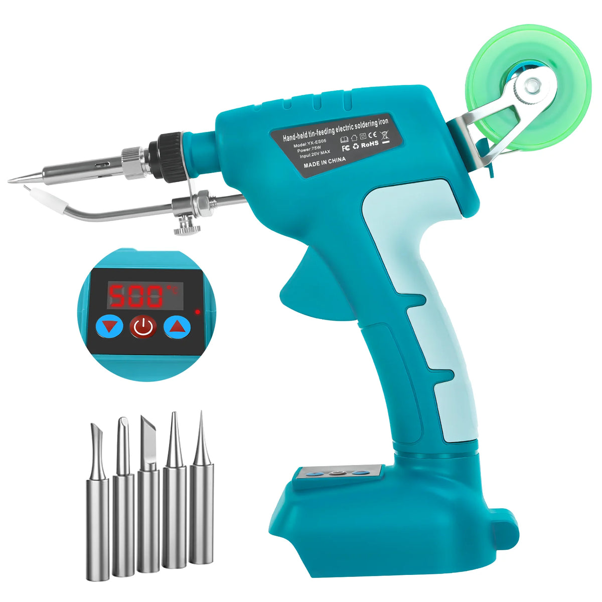 75W Draadloze soldeerboutset 200℃-500℃ Instelbare temperatuur soldeerpistool lasreparatiegereedschap voor Makita 18V-accu