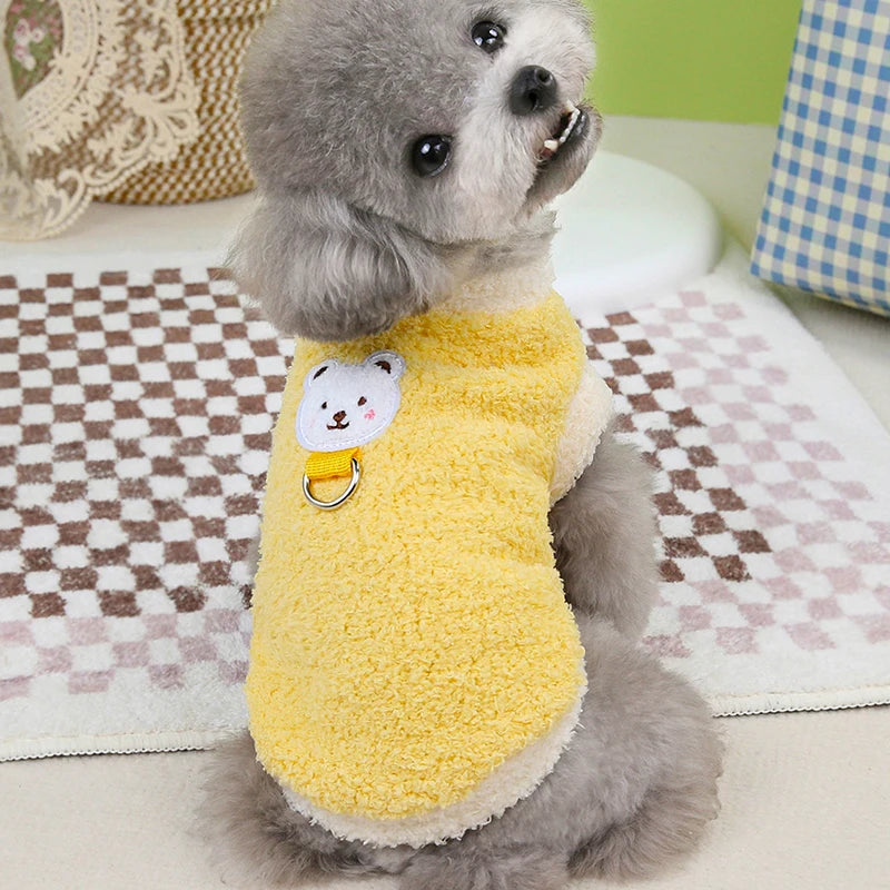 Winter Warm Dog Clothes with D-ring Plush Dog Coat for Small Medium Dogs Soft Puppy Clothes Chihuahua Yorkie Clothing Pet Supply