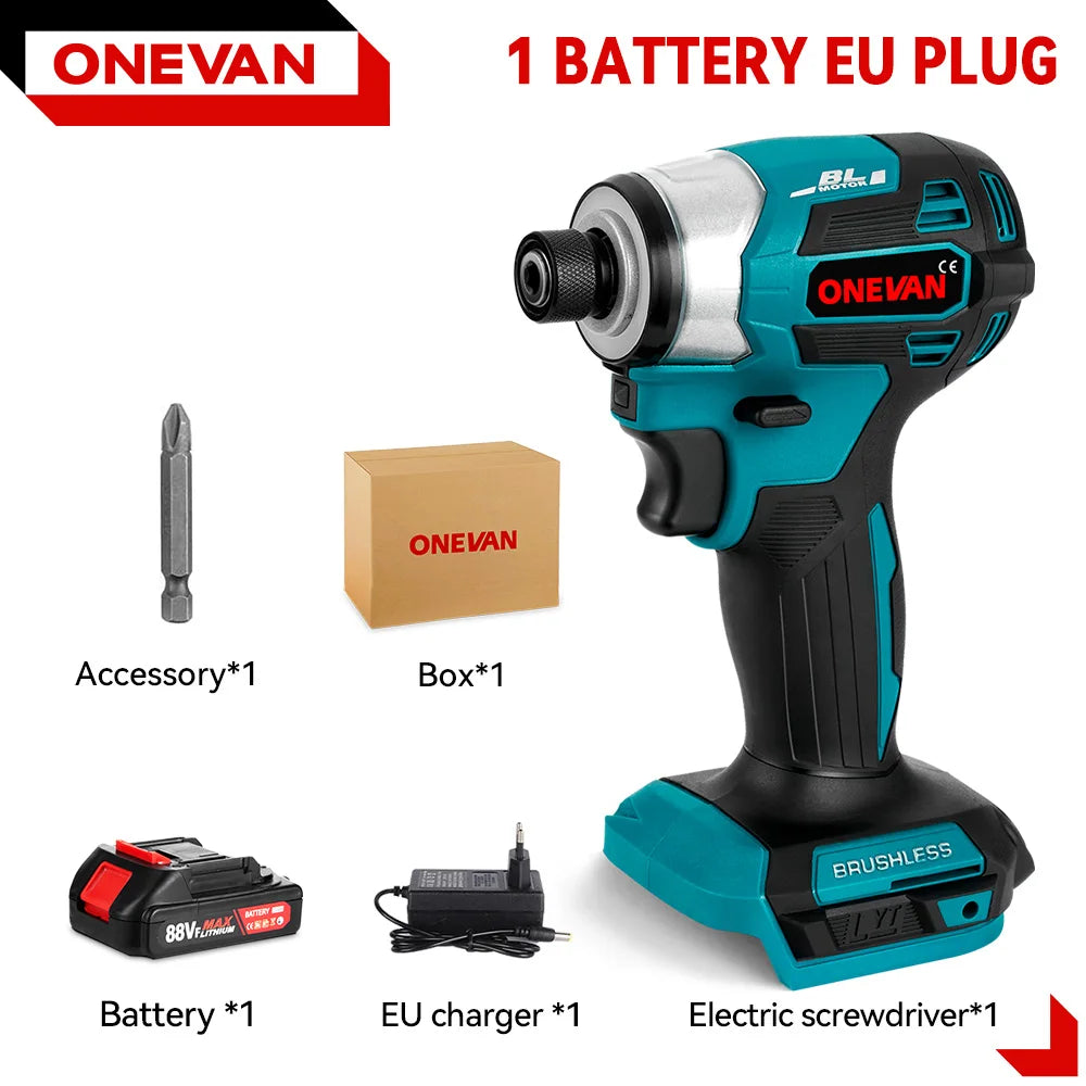 Visseuse à percussion électrique sans fil ONEVAN 600 N.m, 5 vitesses, compatible batterie Makita 18V