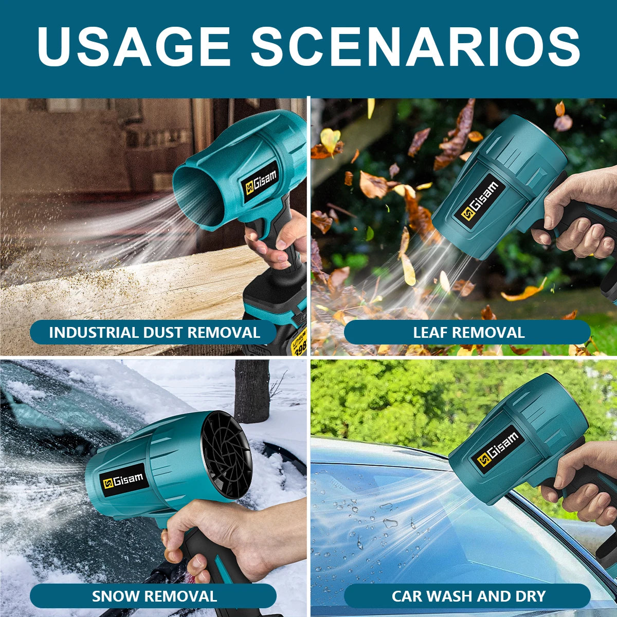Gisam Brushless Electric Turbo Blower Jet Fan 200M/S Cordelss Leaf Blower Dust Blowing Power Tool For Makita 18V Battery Pin