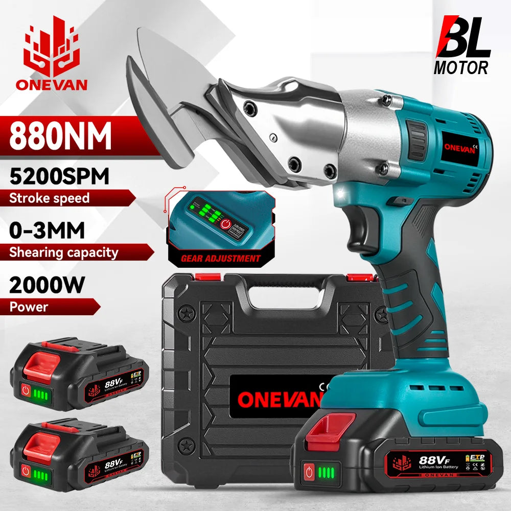 ONEVAN 880NM Elektrische plaatschaar Draadloze ijzer-staalschaar Plaatmetaalsnijder Elektrisch gereedschap voor Makita 18V-accu