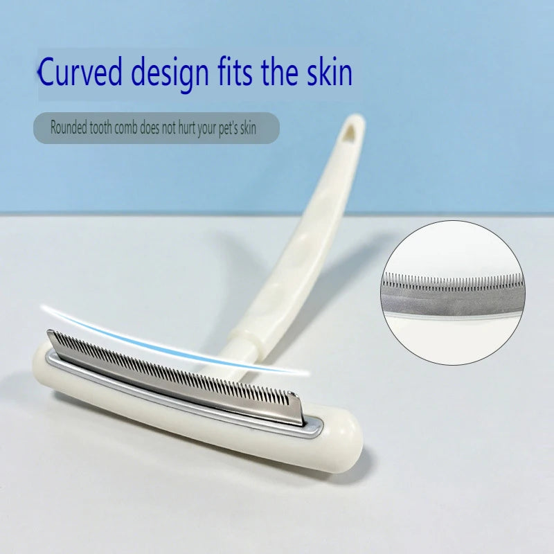 Curved Dog Knotting Comb Long Handle Cat Hair Remover Kitten Brush Anti-Knotting Cat Massager Brush Pet Grooming Supplies