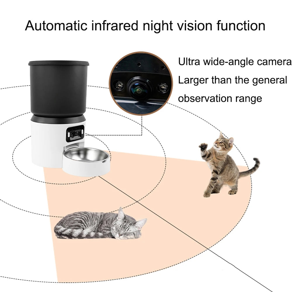 Video cat automatic feeder and WIFI dog automatic feeder and button model pet feeder optional - Quality Shopping Centre