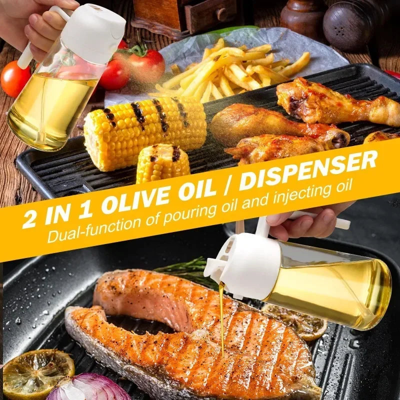2pcs Kitchen Oil Spray and Dispenser Sprayer Pourer Oil Empty Bottle Olive Oil Spray Kitchen Barbecue Camping Cooking Utensils