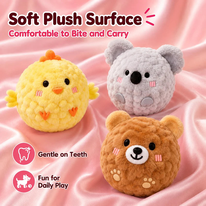 Mini Plush Bounce Ball Dog Squeaky Toy Plush TPR Chew Ball Interactive Pet Toy for Boredom Relief Dog Accessories