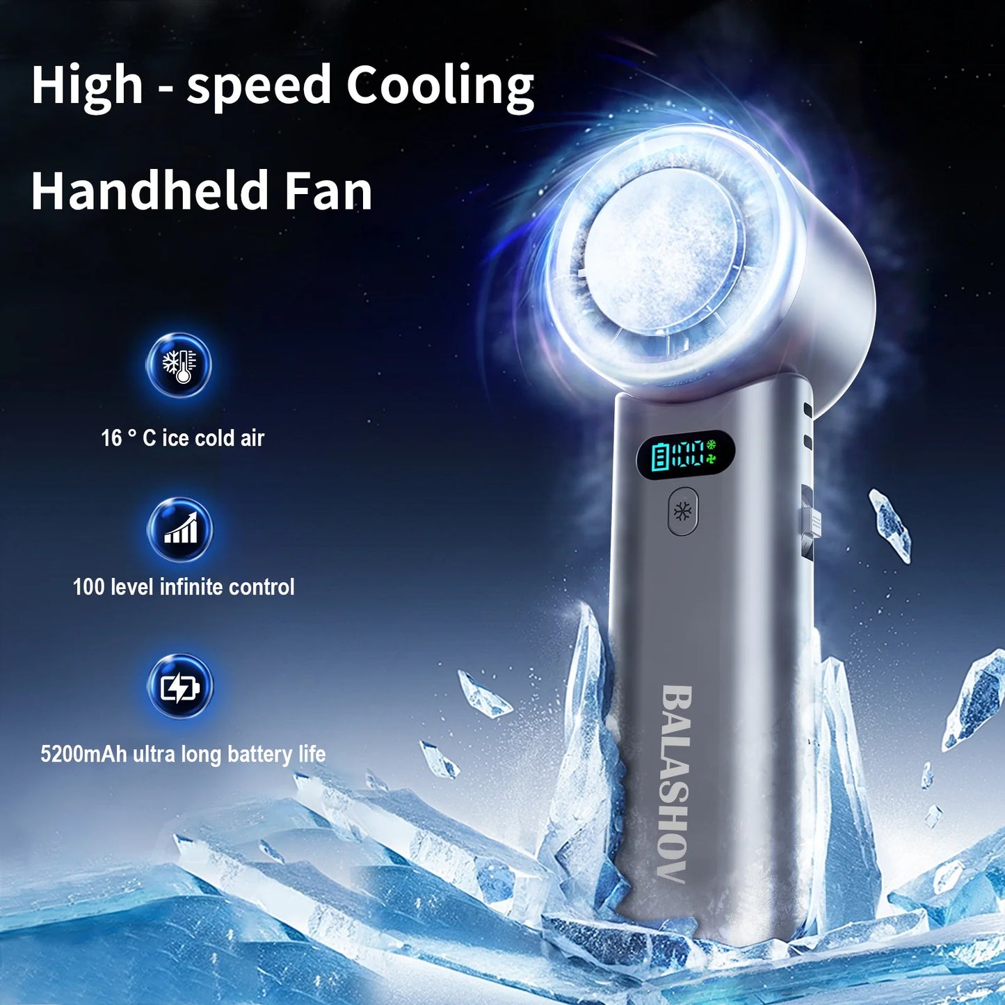 Portable Handheld Turbo Fan 100 Wind Speeds Adjustable Mini Personal Fan Battery Operated Fan Folding Handheld High-speed Outdoo