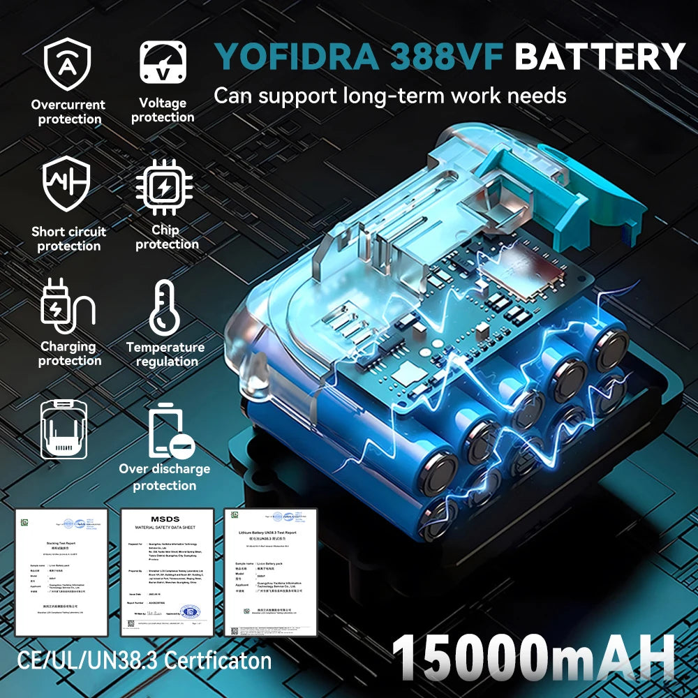 18V 21V oplaadbare lithiumbatterij met digitaal display 388VF 15000mAh.928VF 22500mAh.Accu voor kettingzaag, moersleutel en elektrisch gereedschap