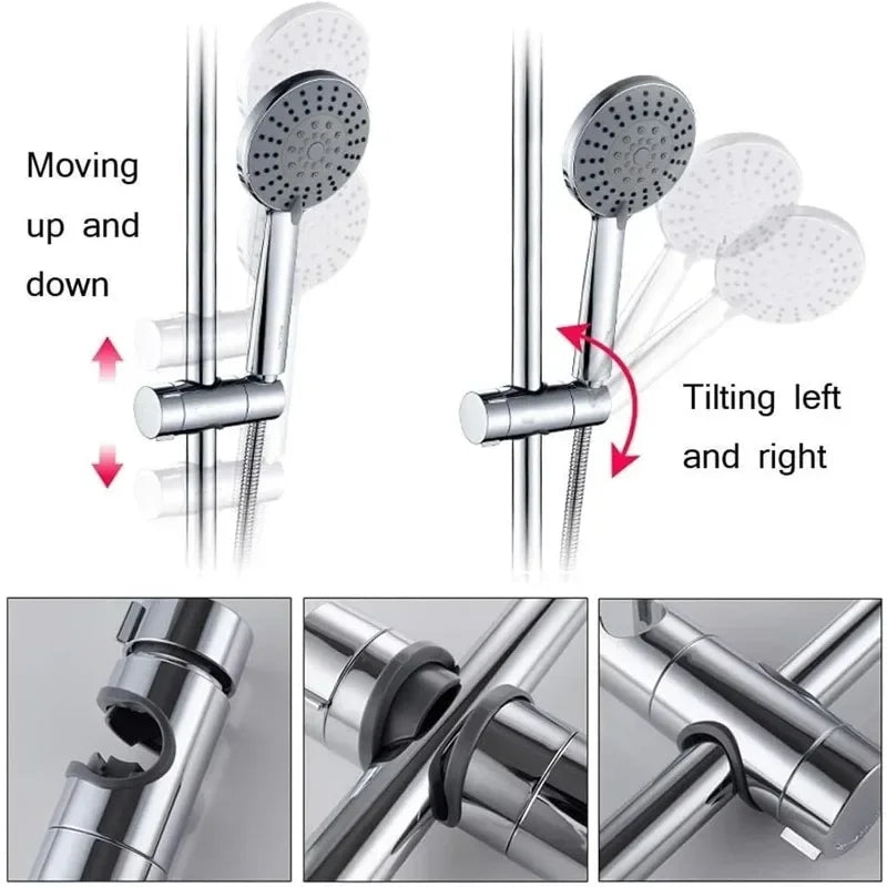 1pc Universal Shower Head Holder Adjustable 18~25mm ABS Chrome Shower Rail Holder Bathroom Accessories Shower Mounting Brackets
