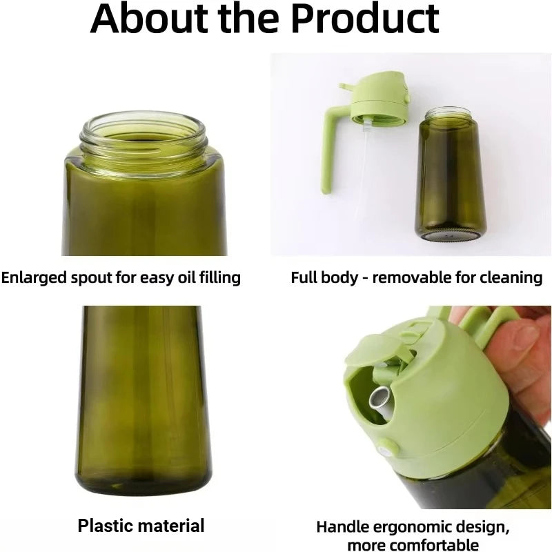 Oil Sprayer for Cooking Oil Spray Bottle 2-in-1 Olive Oil Dispenser Sprayer Kitchen Items and Accessories Camping Tool Spice Jar