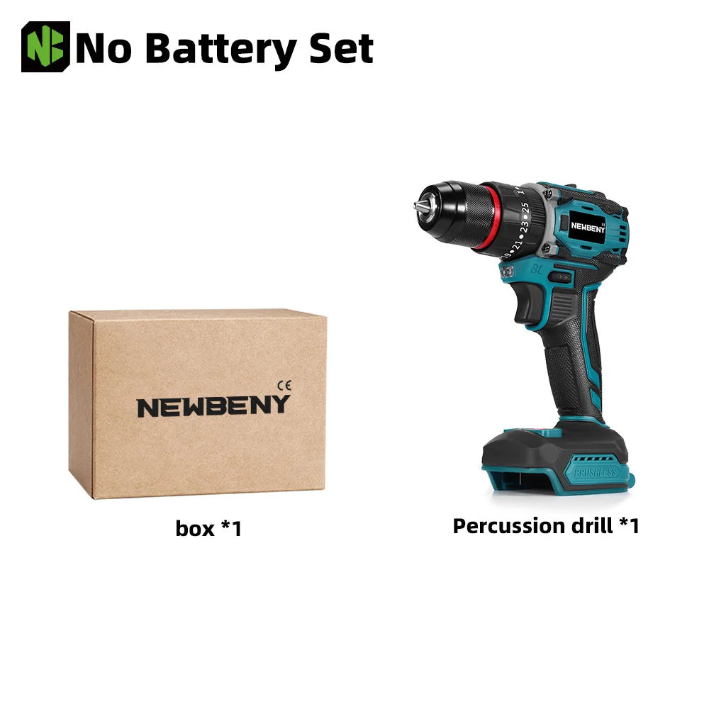 NEWBENY 25+3 Koppel Borstelloze Elektrische Accuboormachine Multifunctionele Schroevendraaier Huishoudelijk Doe-het-zelf Elektrisch Gereedschap voor Makita Accu