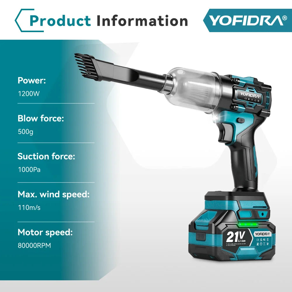 YOFIDRA 80000RPM Brushless 2IN1 Electric Turbo Fan Cordless Air Blower&Suction Leaf Snow Dust Cleaner Tool For Makita Batter Pin