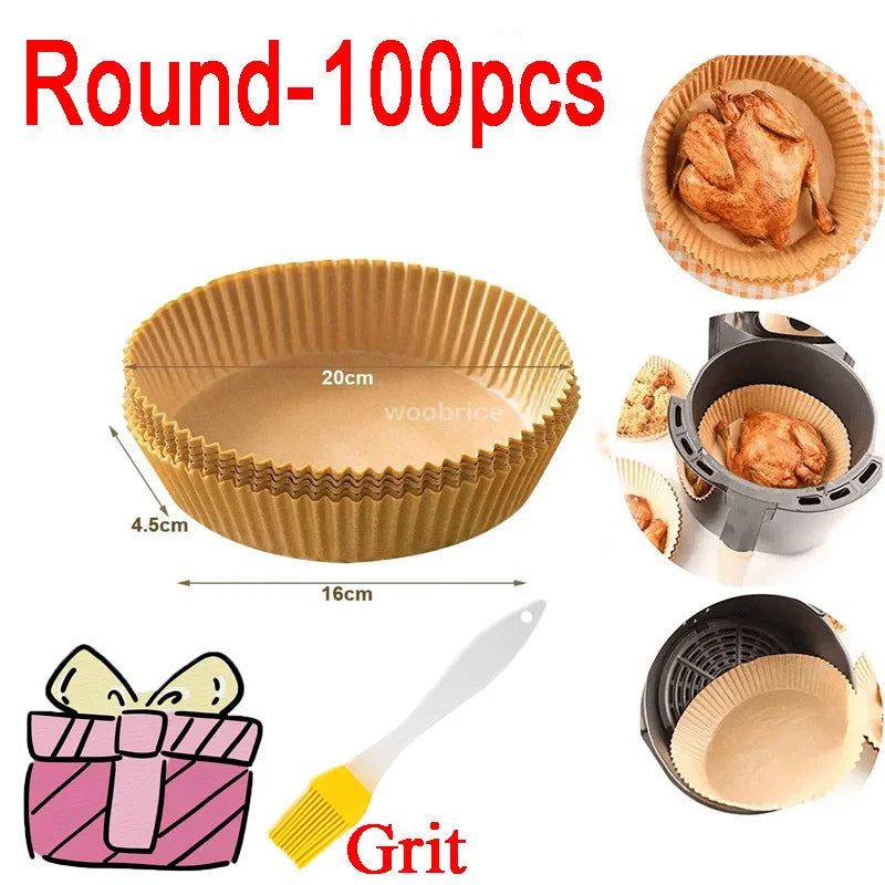 100-300pcs AirFryer Paper Food SiliconOil Paper Round Cake Papersin The Oven High Temperature Absorbent Paper Baking Accessories