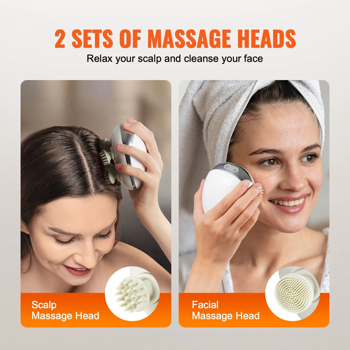 SucceBuy Electric Scalp Massager Heat Rechargeable Heated Head Massager Waterproof Portable Scratcher Hair Growth Stress Relax