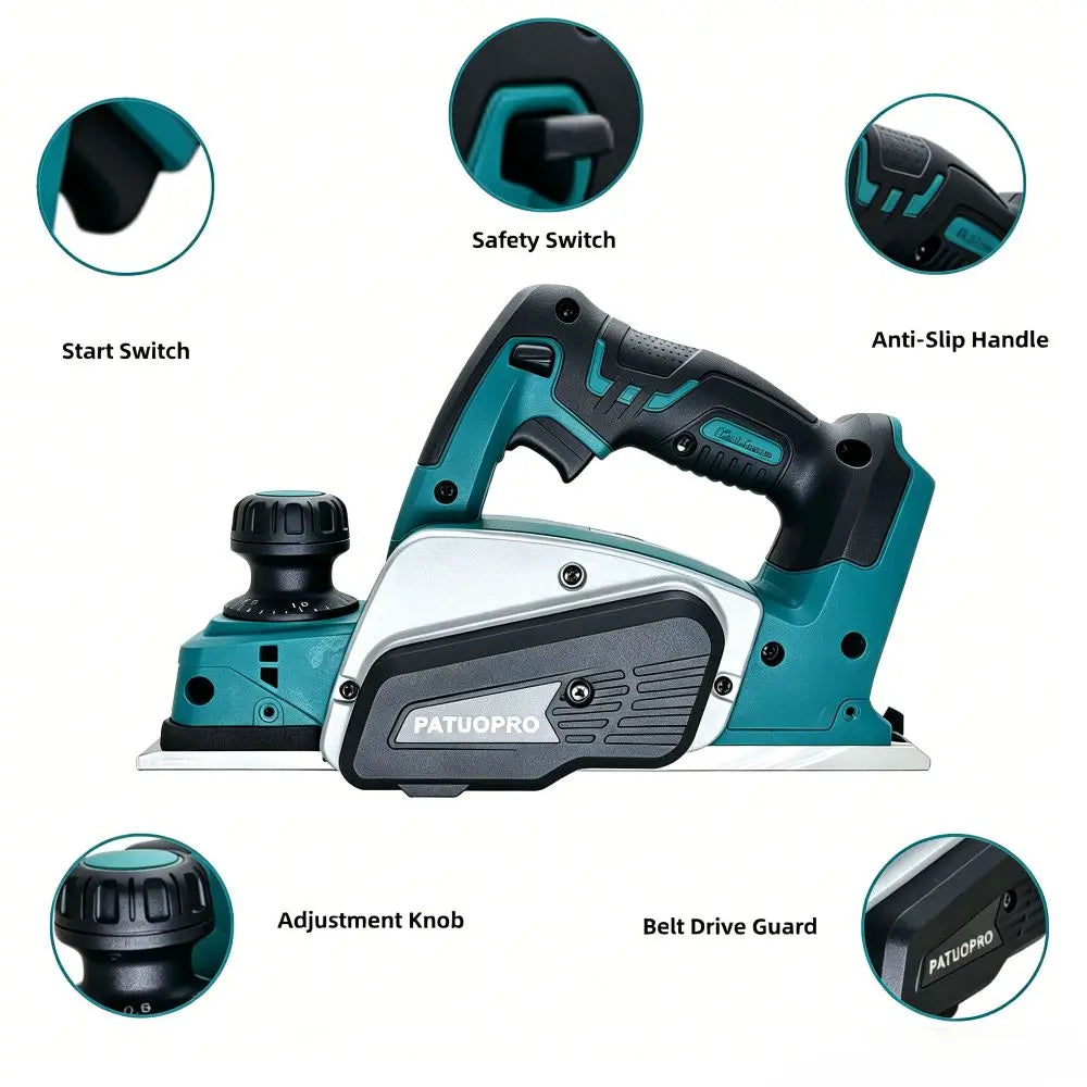 82 mm draadloze elektrische handschaafmachine 15000 tpm oplaadbaar elektrisch houtsnijgereedschap voor doe-het-zelf meubels voor Makita 18V-accu