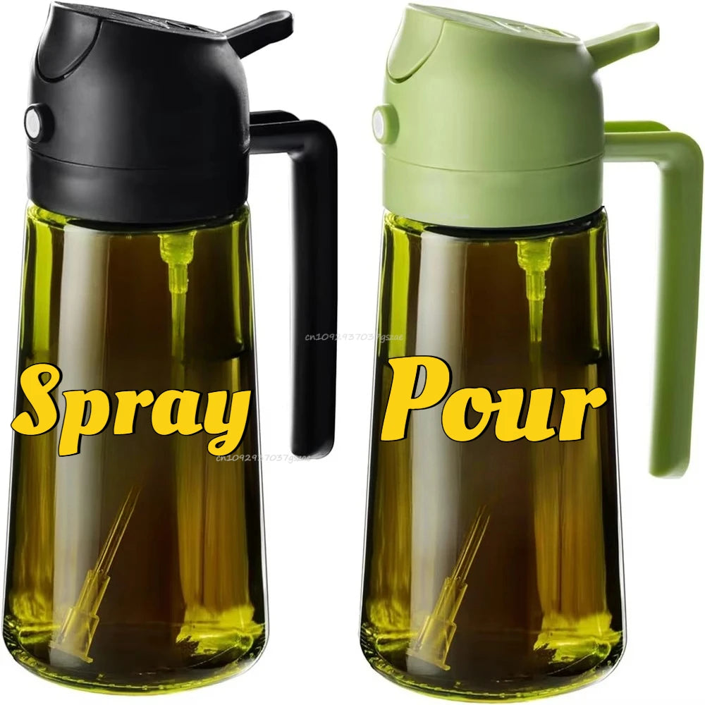 Oil Sprayer for Cooking Oil Spray Bottle 2-in-1 Olive Oil Dispenser Sprayer Kitchen Items and Accessories Camping Tool Spice Jar